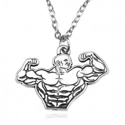 Bodybuilding Erkek Gümüş Hediyelik Kolye