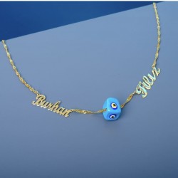 Burhan Filiz İsimli Nazar Detaylı Fırfır Zincir Model Hediyelik Kadın Kolye