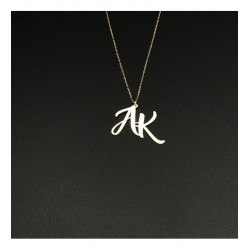 Çift Harf Motifli Gümüş Kolye