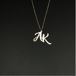 Çift Harf Motifli Gümüş Kolye