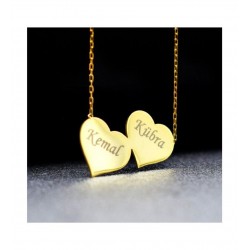 Çift Kalp Model İsimli Gümüş Kolye