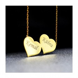 Çift Kalp Model İsimli Gümüş Kolye