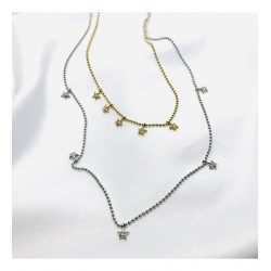 Çift Renk Zincirli Sallantılı Tasarım Gümüş Kolye