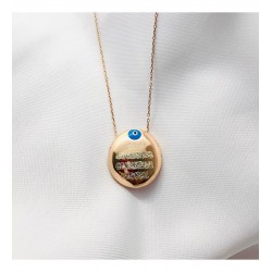 Çift Taraflı Kalp Detaylı Yuvarlak Model Dua Kolye