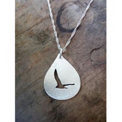 Damla Model 925 Ayar Gümüş Kuş Desenli Kolye Özel Gün Hediyesi