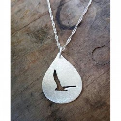 Damla Model 925 Ayar Gümüş Kuş Desenli Kolye Özel Gün Hediyesi