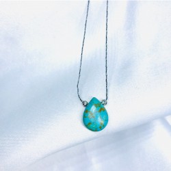 Damla Model Dorikalı Turkuaz Taşı Gümüş Zincir Kolye
