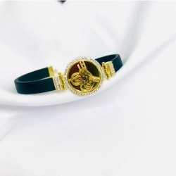 Deri Kordon Tuğra Model Gümüş Bileklik