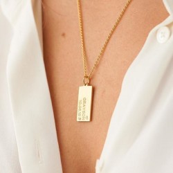 Dikdörtgen İsimli Gümüş Kişiye Özel Tasarım Kolye