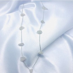 Doğal Ay Taşı Gümüş Zincir Kolye