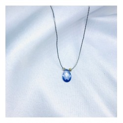 Doğal Dorikalı Ametist Taşı Damla Model Gümüş Zincir Kolye