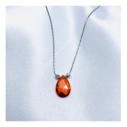 Doğal Dorikalı Garnet Taşı Damla Model Gümüş Zincir Kolye Doğal Dorikalı Garnet Taşı Damla Model Gümüş Zincir Kolye