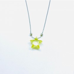 Doğal Dorikalı Sitrin Taş Yıldız Model Gümüş Zincir Kolye