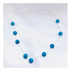 Doğal Firuze Taşı Gümüş Zincir Kolye