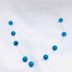 Doğal Firuze Taşı Gümüş Zincir Kolye