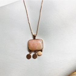 Doğal Sedef Taş Gümüş Tasarım Kolye