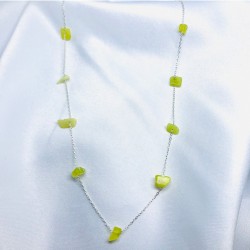 Doğal Sitrin Taş Gümüş Zincir Kolye