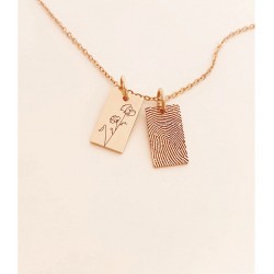 Doğum Ayı Çiçeği Ve Parmak İzi Gümüş Kolye