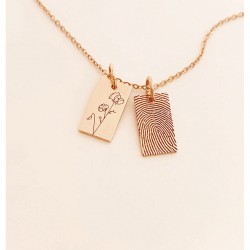 Doğum Ayı Çiçeği Ve Parmak İzi Gümüş Kolye