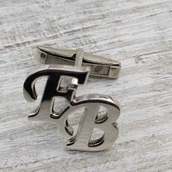 E-B Harfli Gümüş Kol Düğmesi 925 Ayar