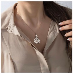 Edep Ya Hu Yazılı Özel Tasarım 925 Ayar Gümüş Hediyelik Kadın Kolye