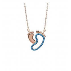 Firuze Taşlı Bebek Ayağı Model Gümüş Kolye