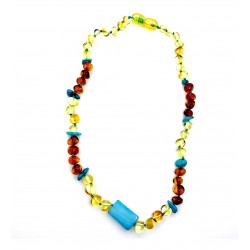 Firuze Taşlı Çocuk Kehribar Kolye