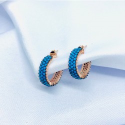 Firuze Taşlı Gümüş Küpe