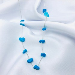 Firuze Taşlı Gümüş Zincir Kolye