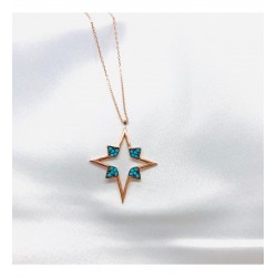 Firuze Taşlı Kutup Yıldızı Gümüş Kolye