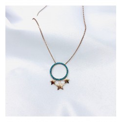 Firuze Taşlı Yıldız Detaylı Gümüş Kolye