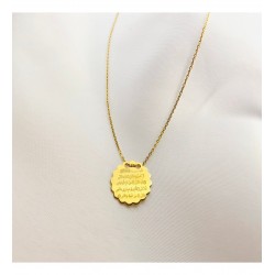 Gold Ayetel Kürsi Dua Yazılı Gümüş Tasarım Kolye