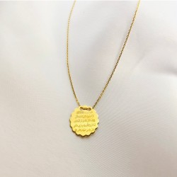 Gold Ayetel Kürsi Dua Yazılı Gümüş Tasarım Kolye