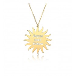 Gold Güneş Model Kişiye Özel İsimli Gümüş Hediyelik Kolye