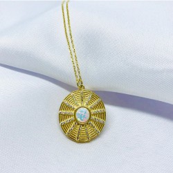 Gold Neon Detay Gümüş Kolye