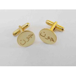 Gold Plaka Arabic 925 Ayar Gümüş Erkek Kol Düğmesi