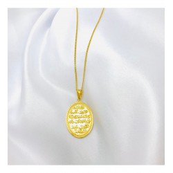 Gold Plaka Nazar Duası Tasarım Gümüş Kolye