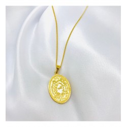 Gold Plaka Nazar Duası Tasarım Gümüş Kolye