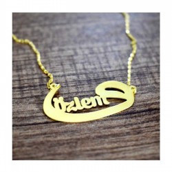 Gold Renk Kişiye Özel Vav Harfli 925 Ayar İsimli Gümüş Tasarım Kolye