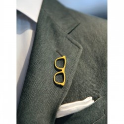 Gözlük Model 925 Ayar Gümüş Tasarım Erkek Yaka İğnesi