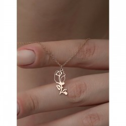 Gül Model Tasarım Gümüş Kolye