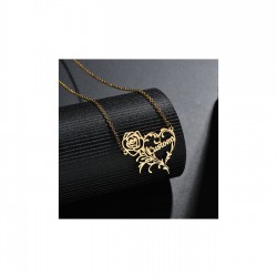 Gül Motifli Kişiye Özel İsimli Gümüş Kolye Özel Gün Hediyesi