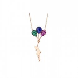 Gümüş Balon Tutan Kız Kolye Özel Gün Hediyesi