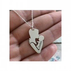 Gümüş İsimli Anne Bebek Kolye Özel Gün Hediyesi
