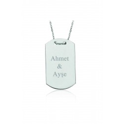 Gümüş İsimli Asker Künyesi Kolye