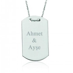 Gümüş İsimli Asker Künyesi Kolye