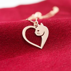 Gümüş Kalp Kedi Kolye