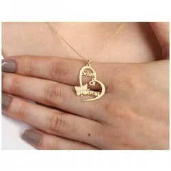 Gümüş Kelebek Kalpli Isim Kolye