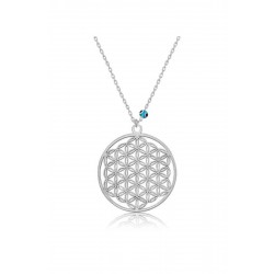 Gümüş Nazar Gözlü Yaşam Çiçeği Kolye