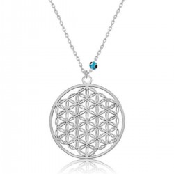 Gümüş Nazar Gözlü Yaşam Çiçeği Kolye